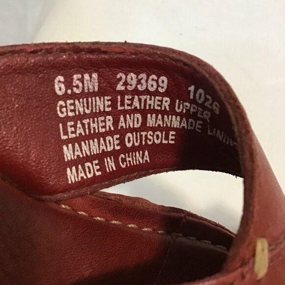 Timberland Red Leather Smart Comfort Slip On Sandals Size 6.5 - Picture 7 of 9